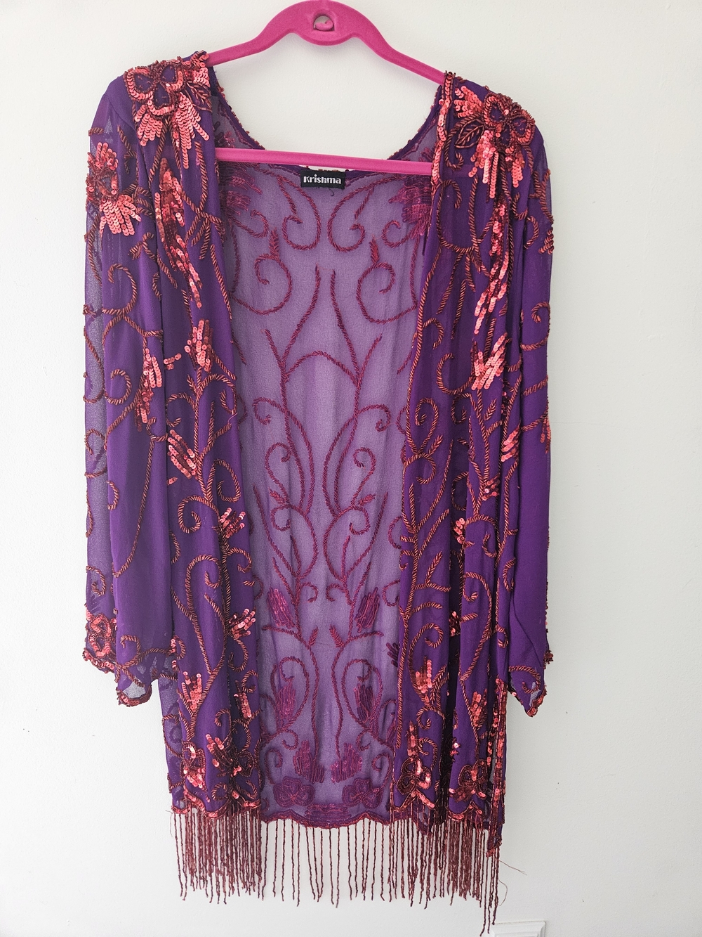Krishma Purple Embellished Sheer Evening Cover-Up